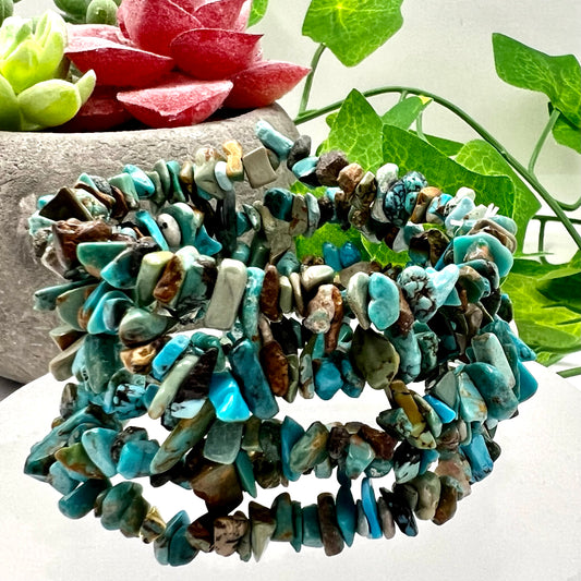 Natural Turquoise Crystal Chip Bracelet