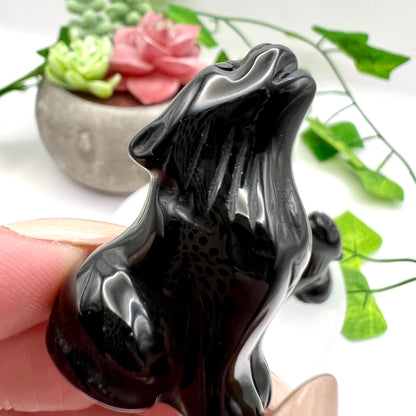 Black Obsidian Carved Wolf