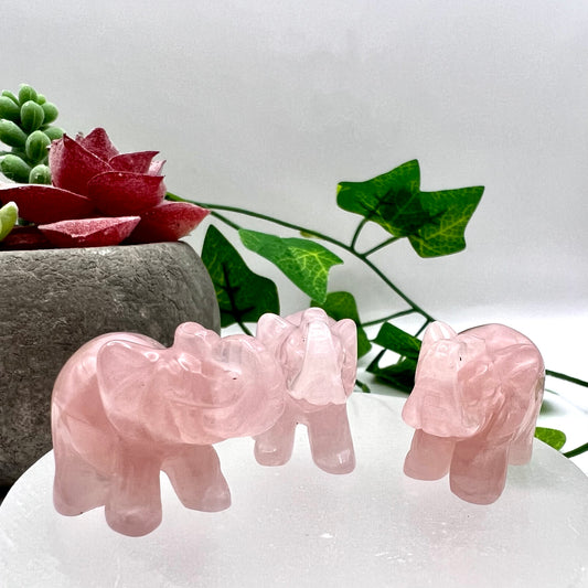 Rose Quartz Carved Elephant