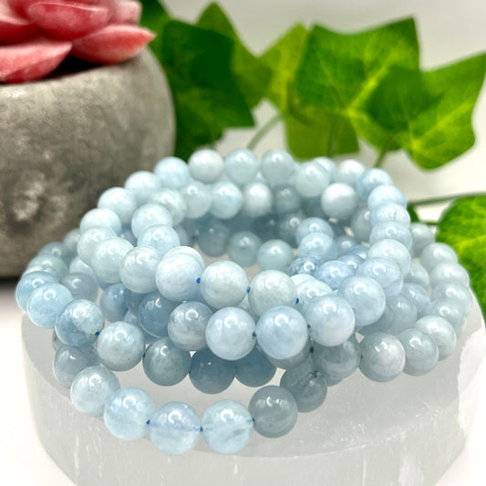 Aquamarine Crystal Bead Bracelet